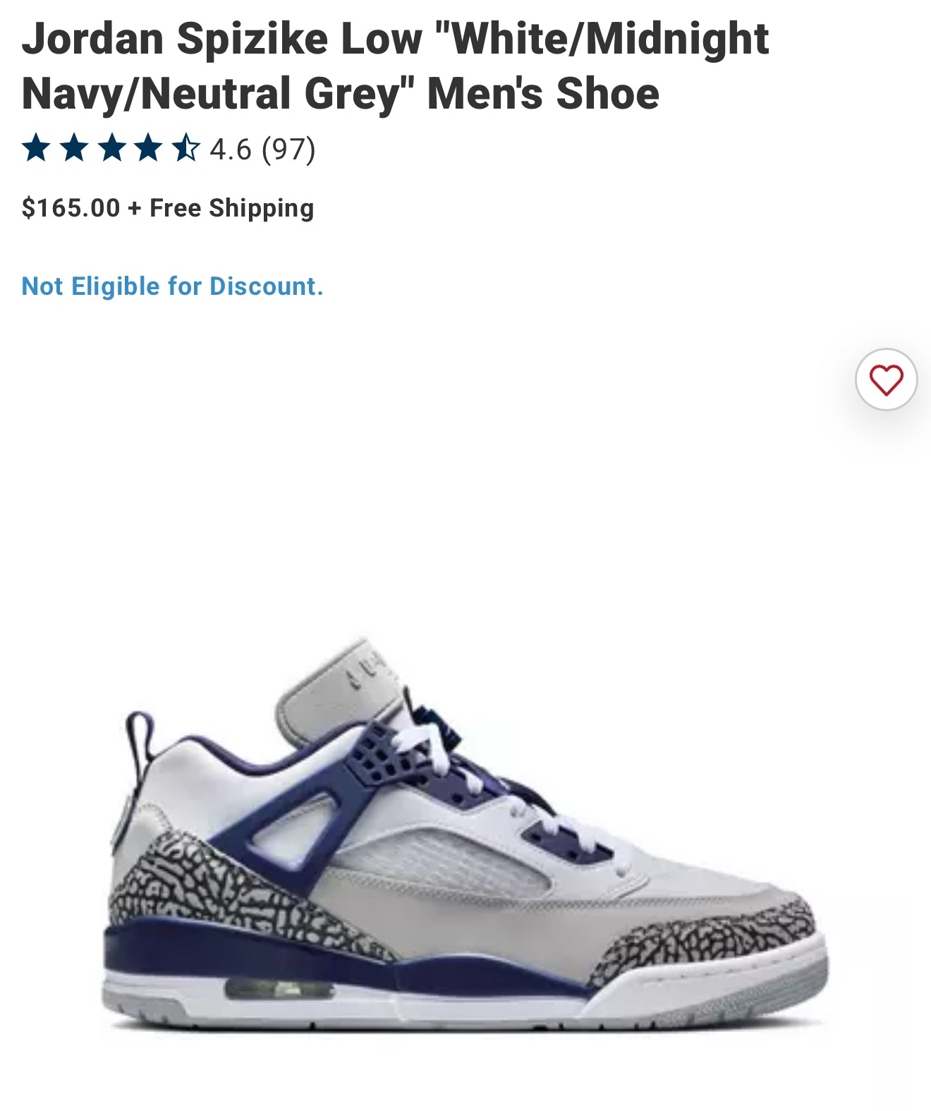 Jordan Spizike Low "White/Midnight Navy/Neutral Grey" Men's Shoe